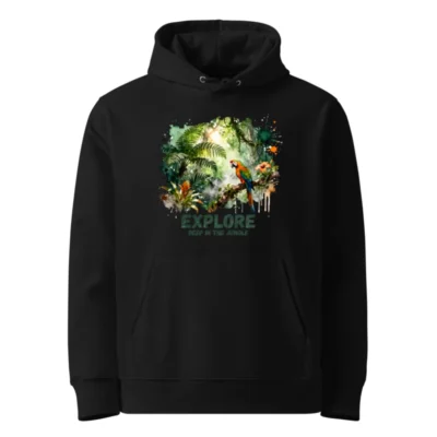 Eco Hoodie for Men & Women – Jungle Explorer Graphic Pullover