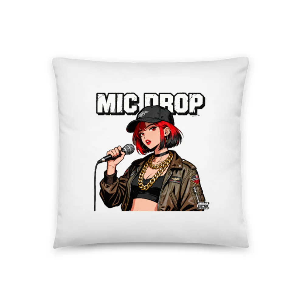 Mic Drop Rap Artist Pillow Cover – 18x18 Inch Decorative Throw Pillow