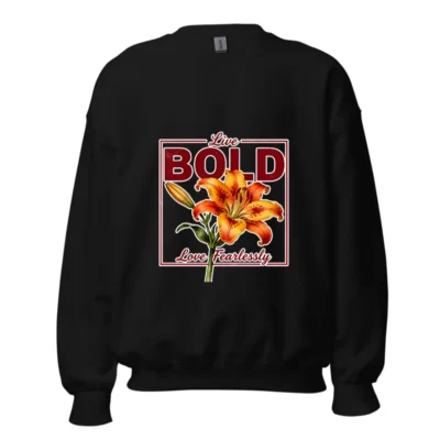 Bold Lily Unisex Crew Neck Sweatshirt - Black Graphic Pullover