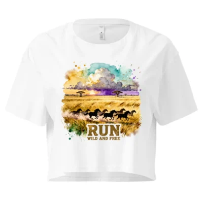 Women's Crop Top - Run Wild and Free Graphic Tee