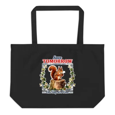 Organic Cotton Tote Bag – Save Tomorrow Squirrel Eco Shopping Bag