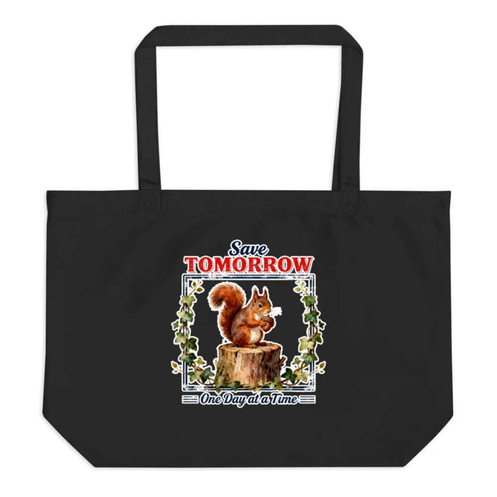 Organic Cotton Tote Bag – Save Tomorrow Squirrel Eco Shopping Bag