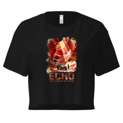 Echo Women's Crop Top – Time Carved in Stone Graphic Tee