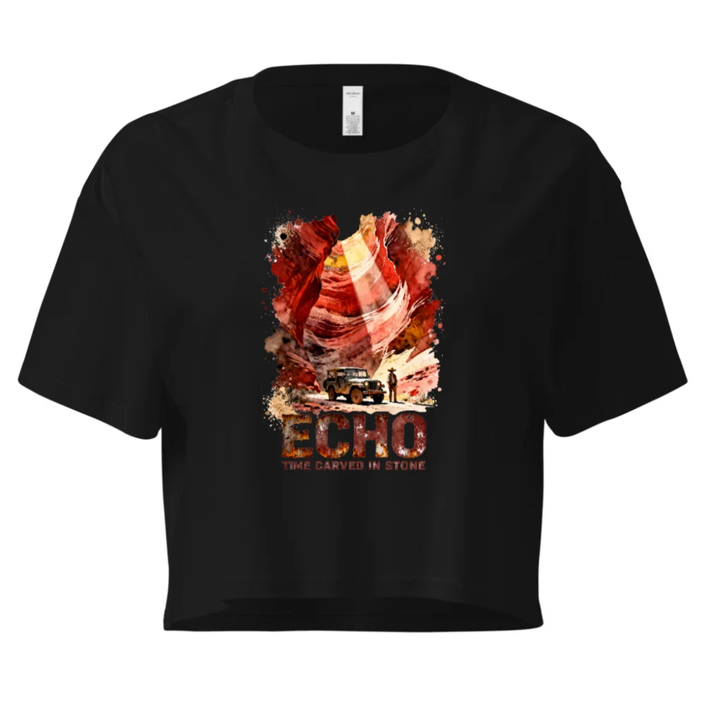 Echo Women's Crop Top – Time Carved in Stone Graphic Tee