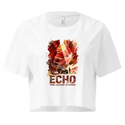 Echo Women's Crop Top – Time Carved in Stone Graphic Tee