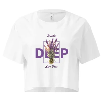 Women's Lavender Print Crop Top - Breathe Deep Live Free