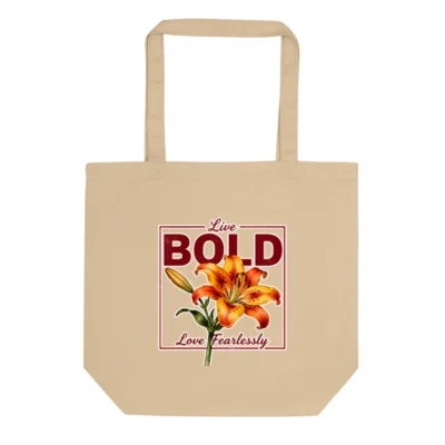 Eco Oyster Tote Bag – Bold Lily Print Reusable Cotton Shopping Bag
