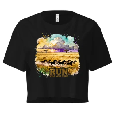 Women's Crop Top - Run Wild and Free Graphic Tee