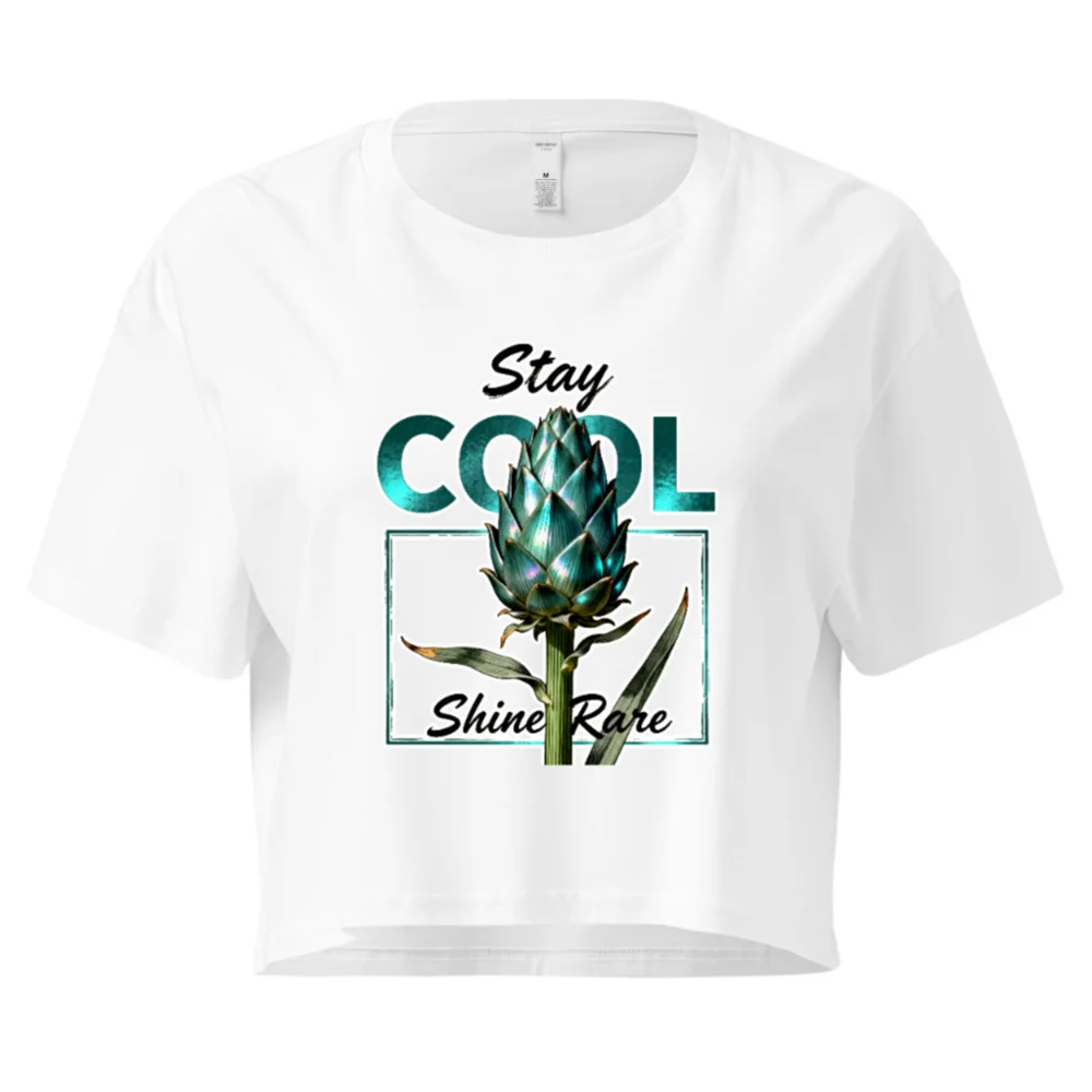 Stay Cool Shine Rare Women's Crop Top - Artichoke Graphic Tee