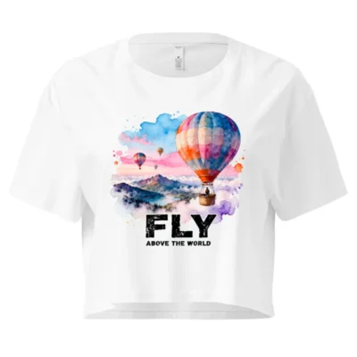 Women's Crop Top with Hot Air Balloon Print - 'Fly Above the World'
