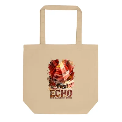 Eco Oyster Tote Bag – Organic Cotton Reusable Shopping Bag with 'Echo: Time Carved in Stone' Art Print