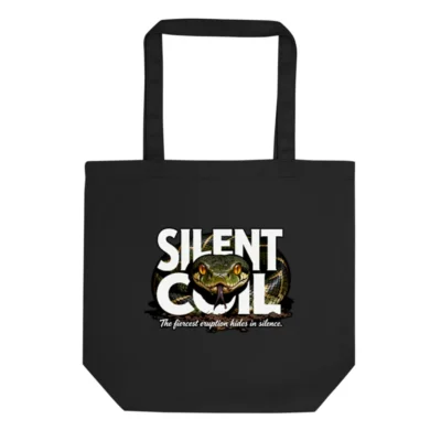 Silent Coil Eco Black Tote Bag – Reusable Cotton Canvas Shopper