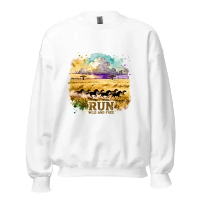 Run Wild and Free Sweatshirt – Unisex Crew Neck Graphic Pullover