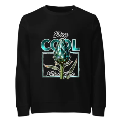 Unisex Organic Sweatshirt | Stay Cool Shine Rare Artichoke Design