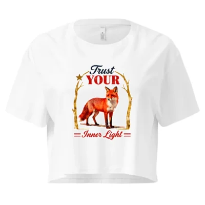 Women's Cropped T-Shirt with Fox 'Trust Your Inner Light' Graphic