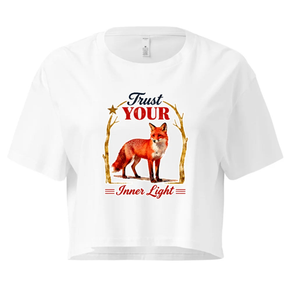 Women's Cropped T-Shirt with Fox 'Trust Your Inner Light' Graphic