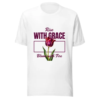 Rise With Grace T-Shirt – Unisex Cotton Tee with Tulip Design