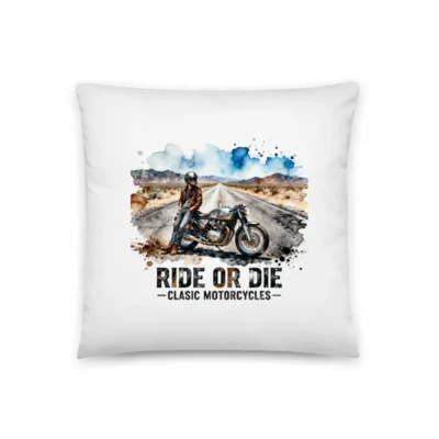 Ride or Die Classic Motorcycles Pillow – 18x18 Inch Decorative Throw Pillow