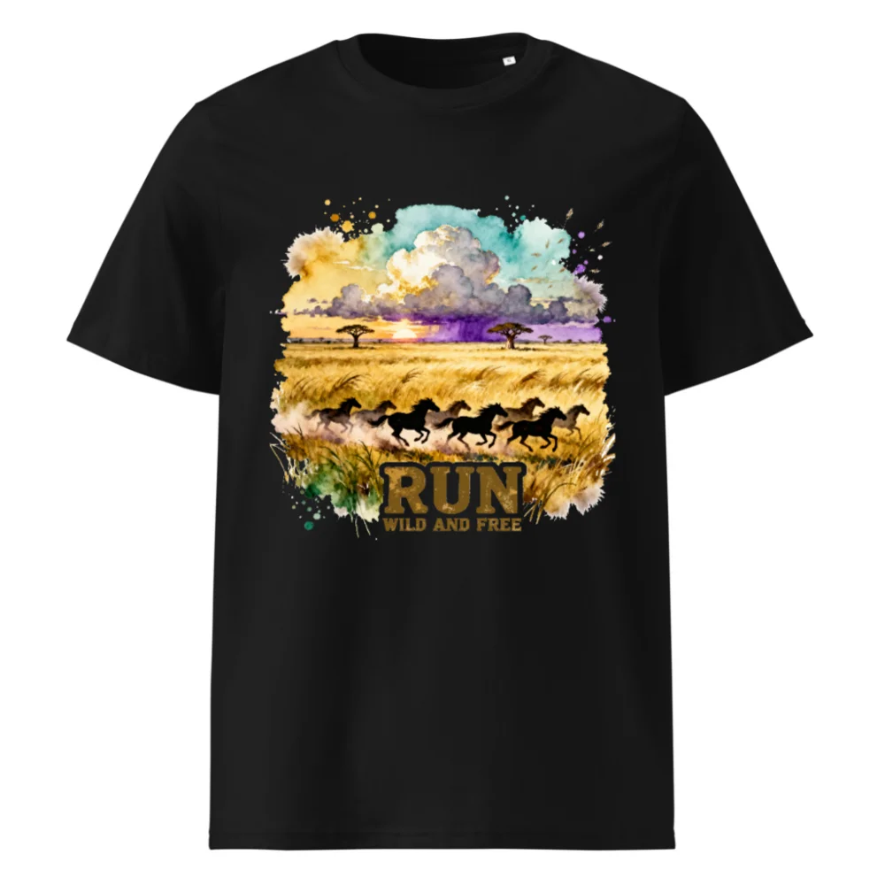 Run Wild and Free T-Shirt – Unisex Organic Cotton Graphic Tee