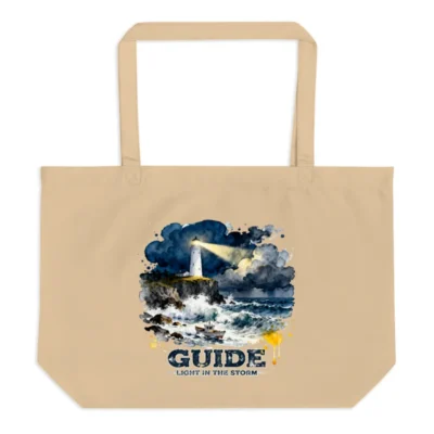 Organic Cotton Tote Bag – Lighthouse 'Guide: Light in the Storm' Art Print