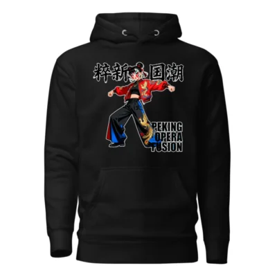 Peking Opera Fusion Unisex Hoodie – Premium Pullover with Chinese Cultural Art