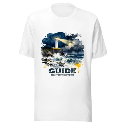 Guide Light in the Storm Unisex T-Shirt – Watercolor Lighthouse Design