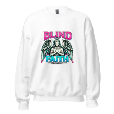 Blind Faith Unisex Crewneck Sweatshirt – Graphic Angel Print Hoodie