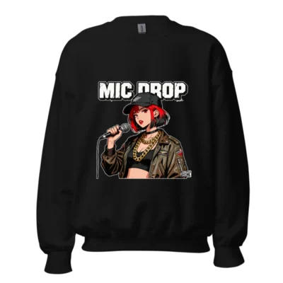Mic Drop Unisex Crew Neck Sweatshirt - Hip Hop Graphic Pullover