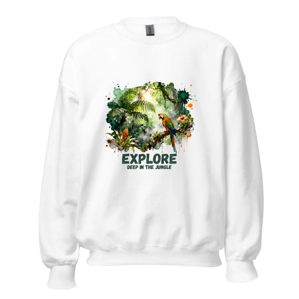 Jungle Explorer Unisex Sweatshirt – Soft Crew Neck Graphic Pullover