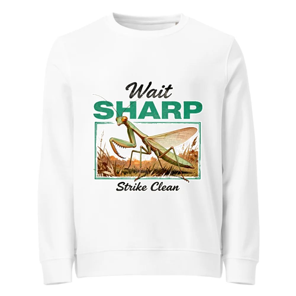 Organic Cotton Sweatshirt with Praying Mantis Graphic - Unisex