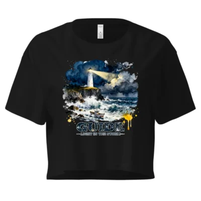 Women's Crop Top - Lighthouse Storm Art Graphic Tee