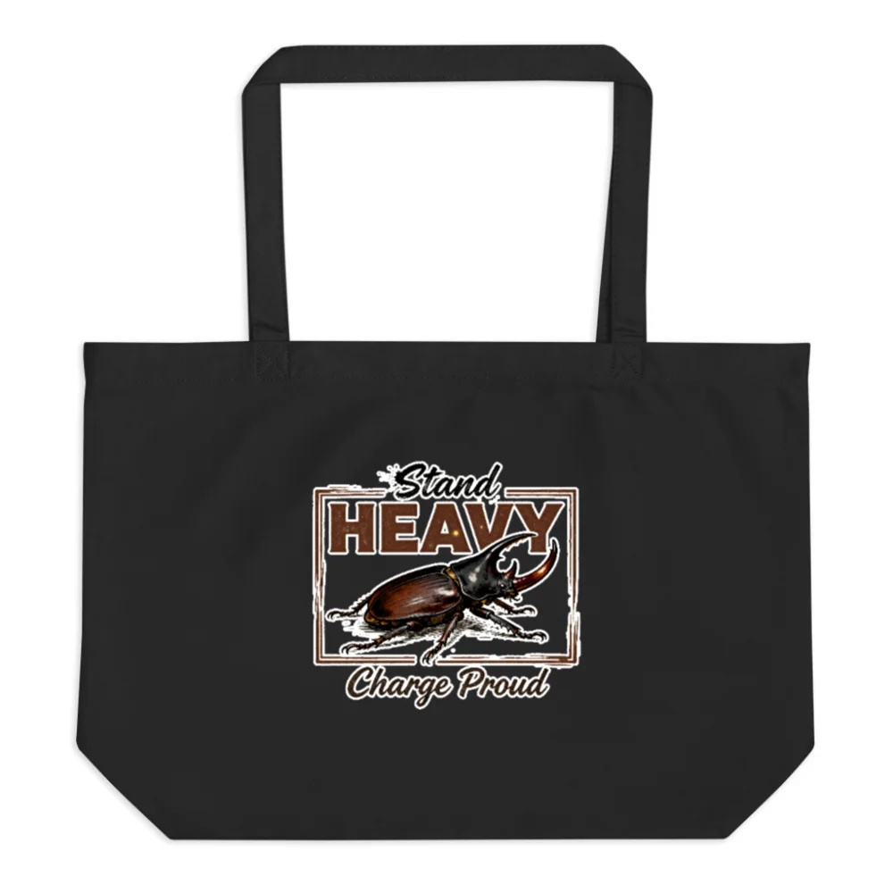Organic Cotton Tote Bag – Stand Heavy Charge Proud Beetle Design
