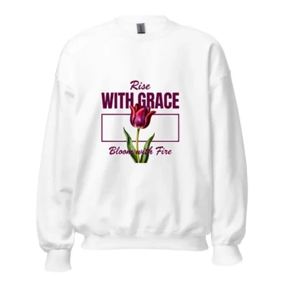 Rise With Grace Sweatshirt – Unisex Crew Neck Pullover with Tulip Design