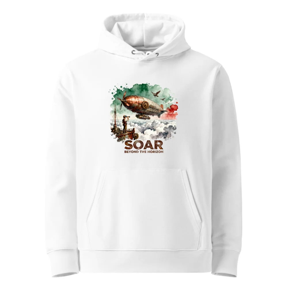 Steampunk Airship Hoodie – Unisex Eco-Friendly Pullover Sweatshirt