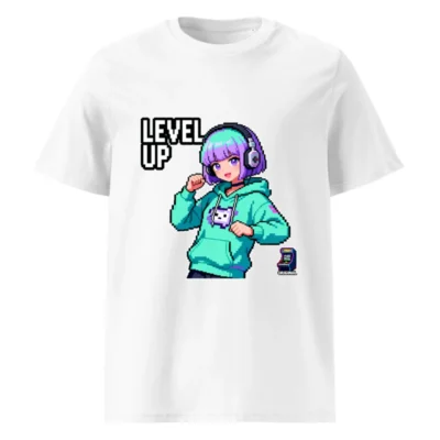 Level Up Pixel Gamer T-Shirt – Unisex Organic Cotton