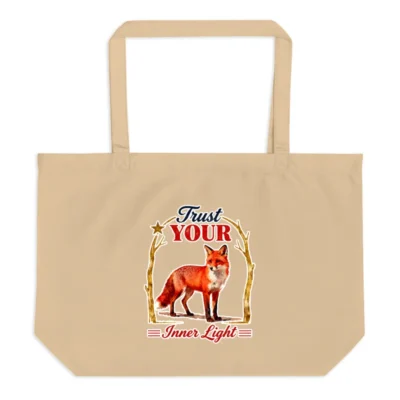 Organic Cotton Tote Bag – 'Trust Your Inner Light' Fox Design