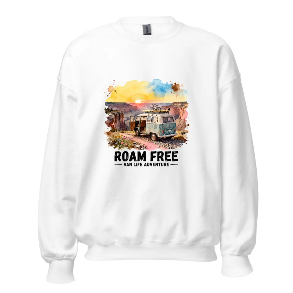Roam Free Van Life Adventure Sweatshirt - Unisex Crewneck