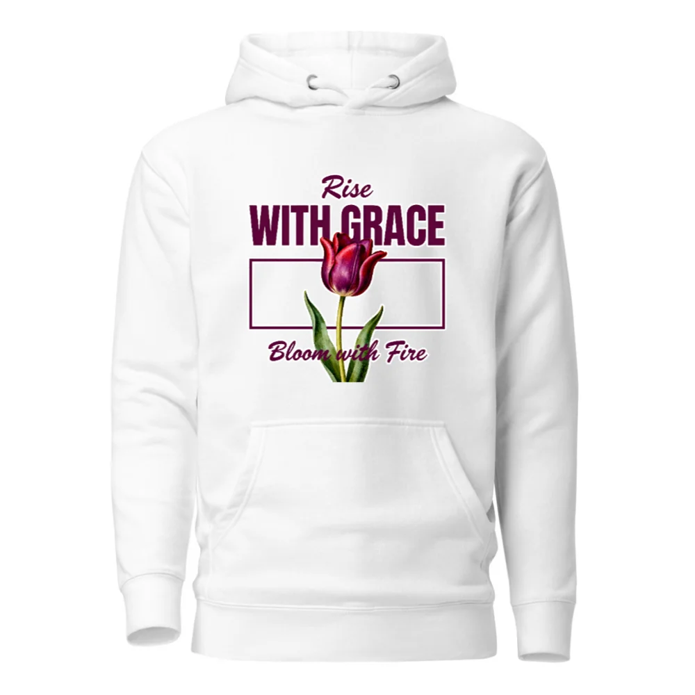 Unisex Premium Hoodie – Rise With Grace Bloom with Fire