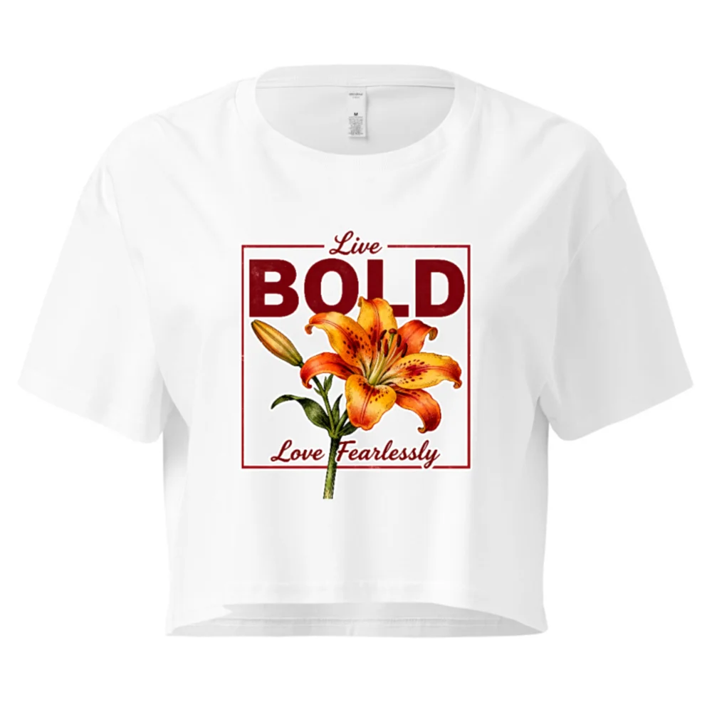 Women's Crop Top with Bold Lily Print - Live Bold, Love Fearlessly