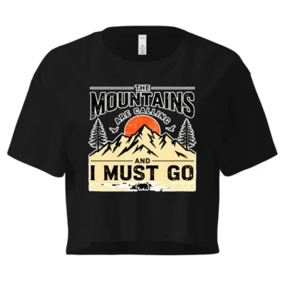 Women's Crop Top - 'The Mountains Are Calling' Graphic Tee