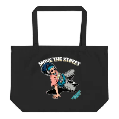 Move the Street Organic Tote Bag – Large Black Eco-Friendly Shopping Bag