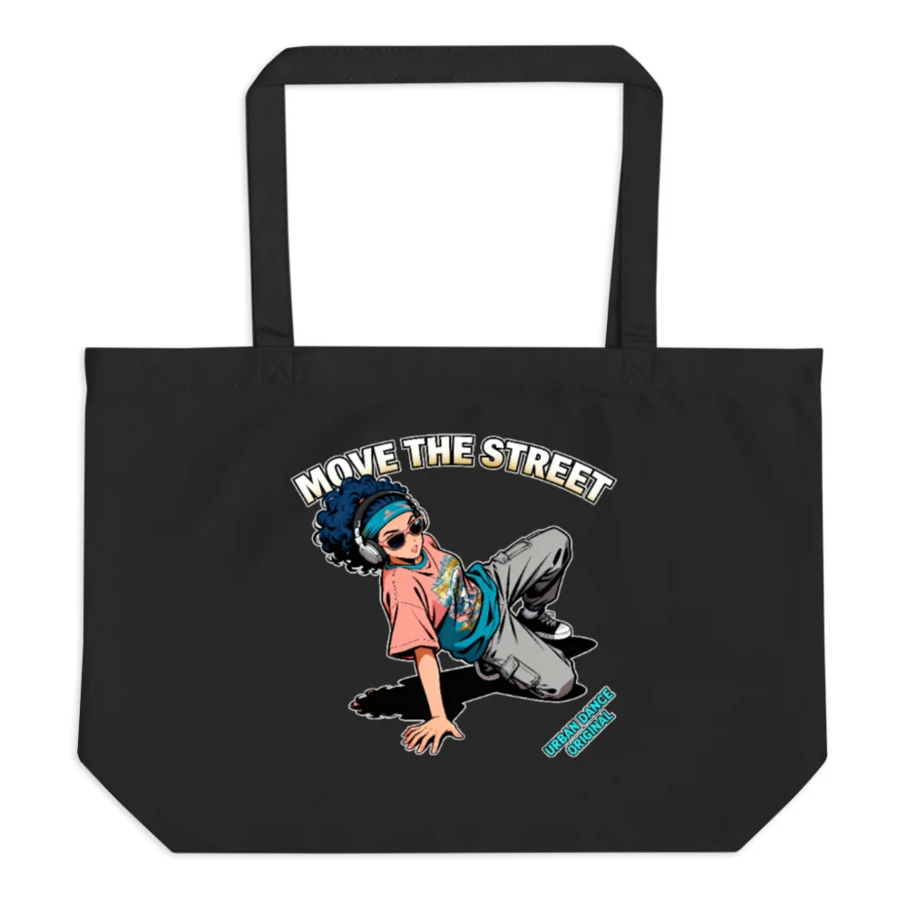 Move the Street Organic Tote Bag – Large Black Eco-Friendly Shopping Bag