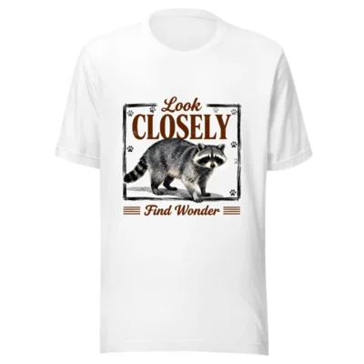 Raccoon 'Look Closely Find Wonder' Unisex T-Shirt