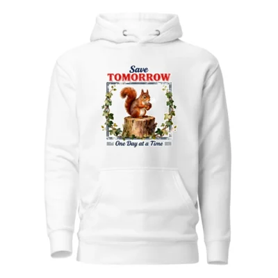 Save Tomorrow Squirrel Hoodie | Unisex Premium Pullover Hoodie - One Day at a Time