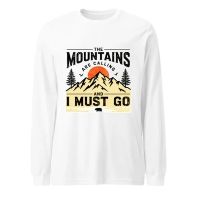 Mountains Are Calling Long Sleeve Tee – Unisex Outdoor Graphic Shirt
