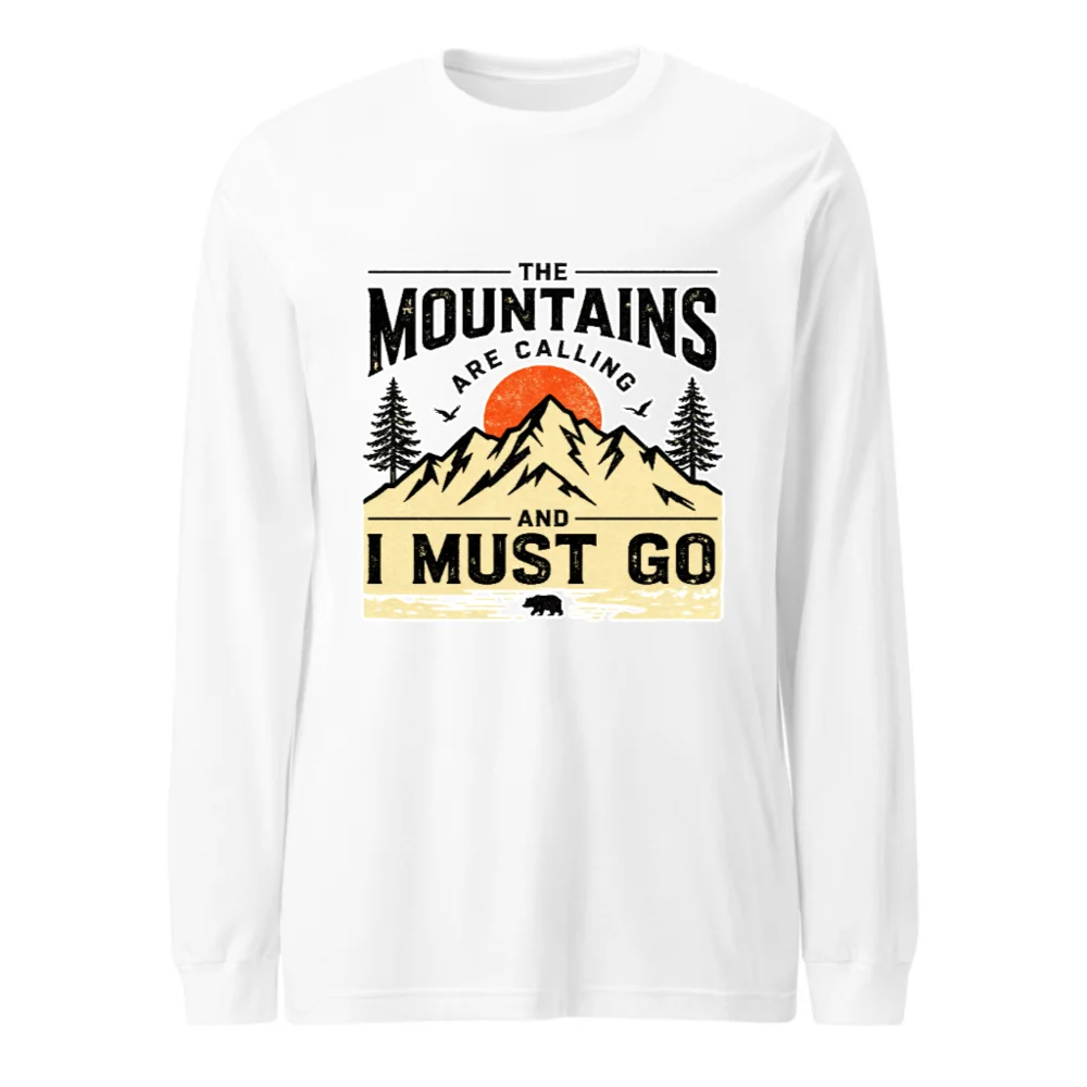 Mountains Are Calling Long Sleeve Tee – Unisex Outdoor Graphic Shirt