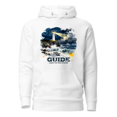 Unisex Premium Hoodie – Guide Light in the Storm Graphic Pullover