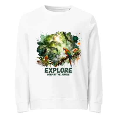 Organic Cotton Sweatshirt for Men & Women – Jungle Parrot Print