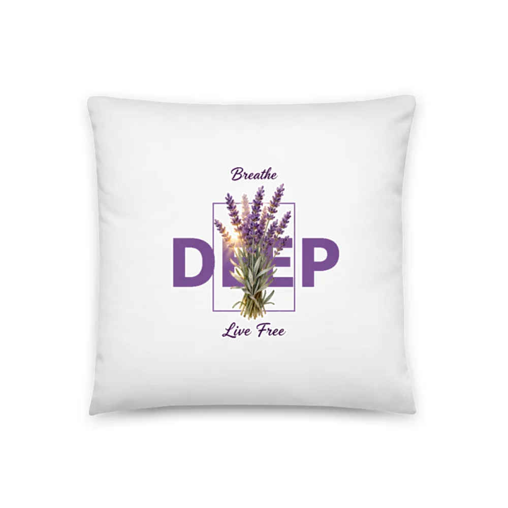 Lavender Deep Breathe Pillow 18"x18" | Live Free Soft Decorative Cushion