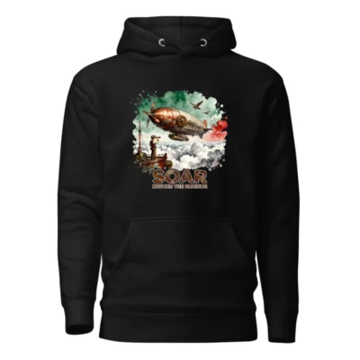 Steampunk Airship Hoodie – Unisex Premium Pullover Sweatshirt